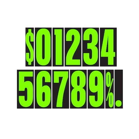 Car Dealer Depot 9 1/2" Chartreuse Adhesive Windshield Numbers: 3 Pk 111-3